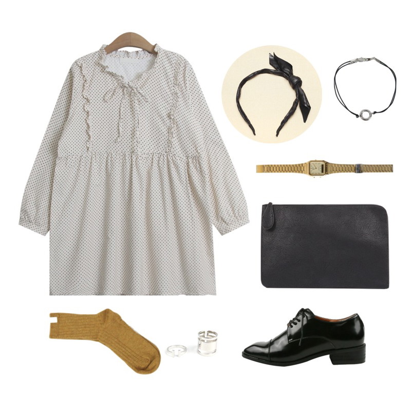 AIN modern daily various clutch (3 colors),TODAY ME [dress]데이크 원피스,daily monday Manish line loafer등을 매치한 코디