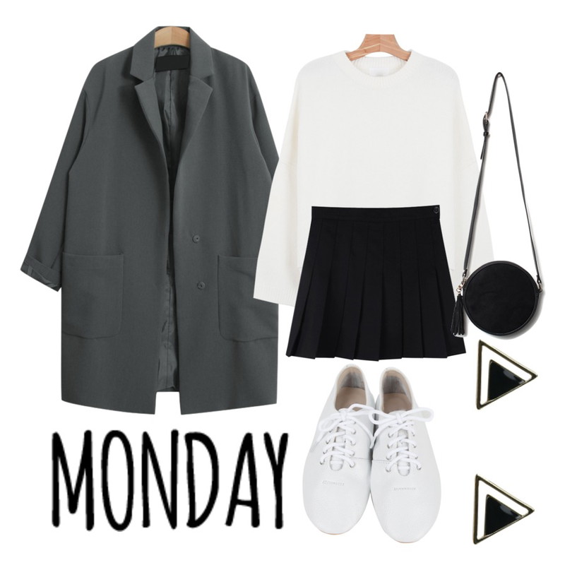 biznshoe tennis skirt (5color),daily monday Boxy raglan round knit,TODAY ME [jacket]잇츄 자켓등을 매치한 코디