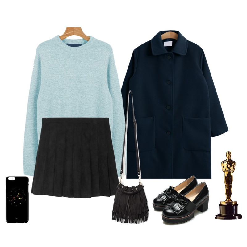 TODAY ME [jacket]오르뜨 자켓,daily monday Natural bokashi knit,MIXXMIX 마일드 테니스 스커트등을 매치한 코디