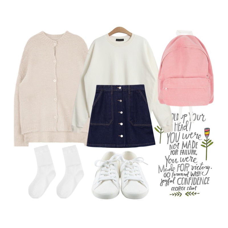 writing,daily monday Basic tennis shoes,MIXXMIX 디모느 데일리 니트 가디건등을 매치한 코디