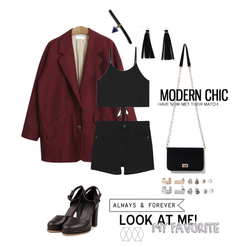 TODAY ME [jacket]코마 자켓,MIXXMIX HASString point bustier,MIXXMIX 353 데일리 숏츠등을 매치한 코디