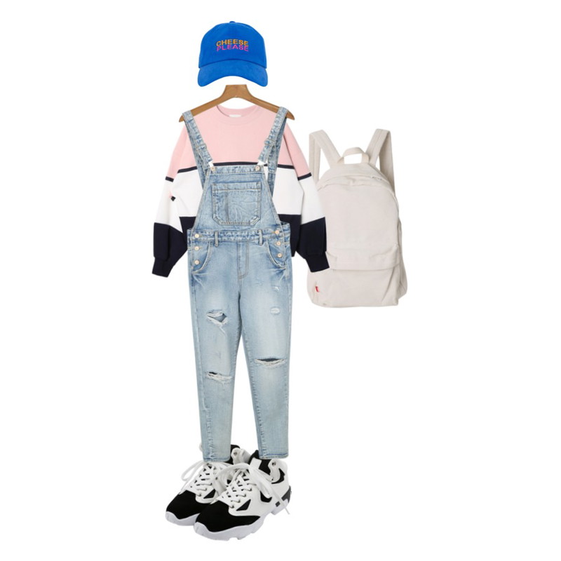 daily monday Color mix sneakers,DORA 모노컬러MTM,DORA DORA+U 데일리캔버스백팩등을 매치한 코디