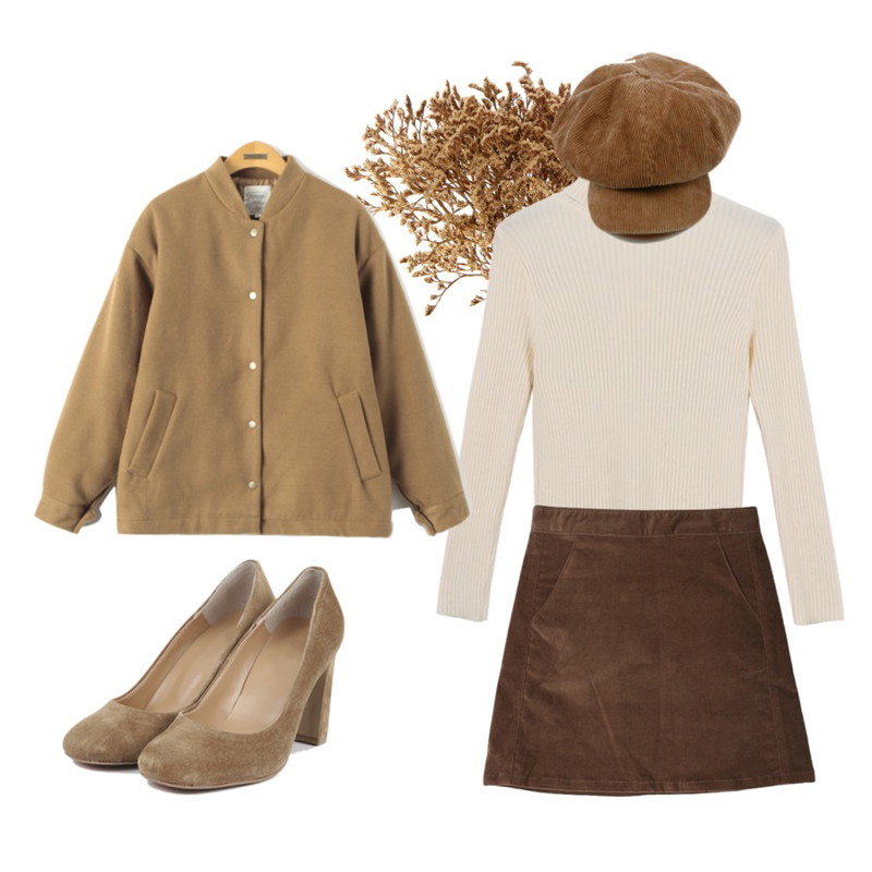 bunch,daily monday Winter golgi pola knit,DORA 피치SK등을 매치한 코디