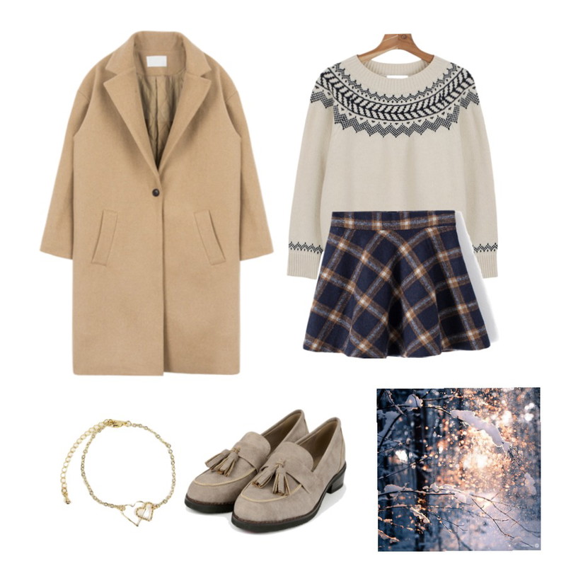 winter,MIXXMIX End Of The Day,daily monday Vintage snowdrop knit등을 매치한 코디