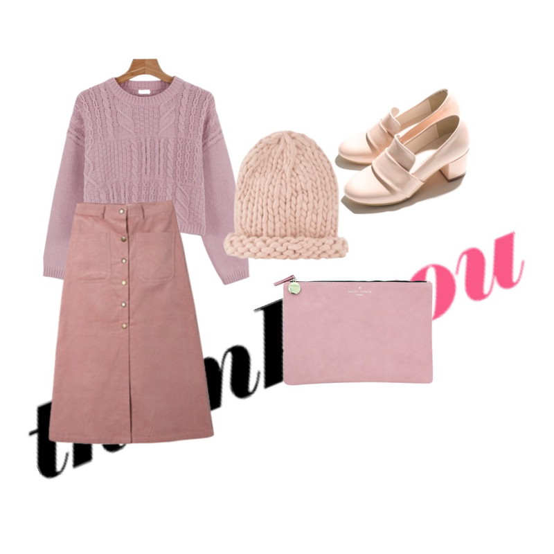 9,DORA 골덴버튼롱SK,daily monday Cosy twist crop knit등을 매치한 코디