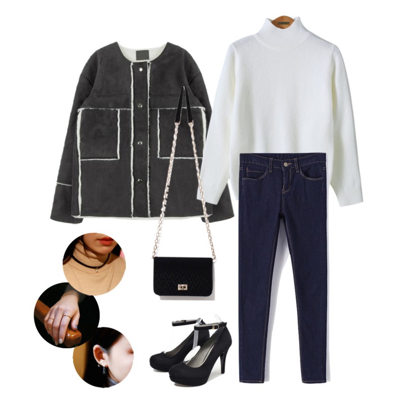MIXXMIX Imagination,daily monday Earcuff earring set,Reine 어니스트 스트랩 힐등을 매치한 코디