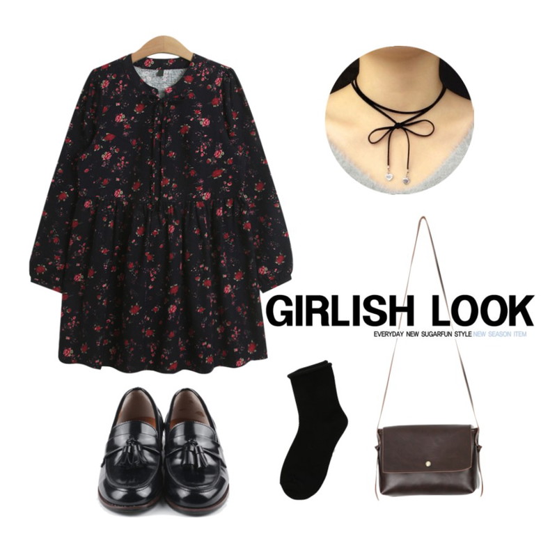 daily monday Basic tassle loafer,MIXXMIX HIDE AND SEEK하트 리본 초커25일 입고 예정,TODAY ME [dress]유비 플라워 원피스등을 매치한 코디