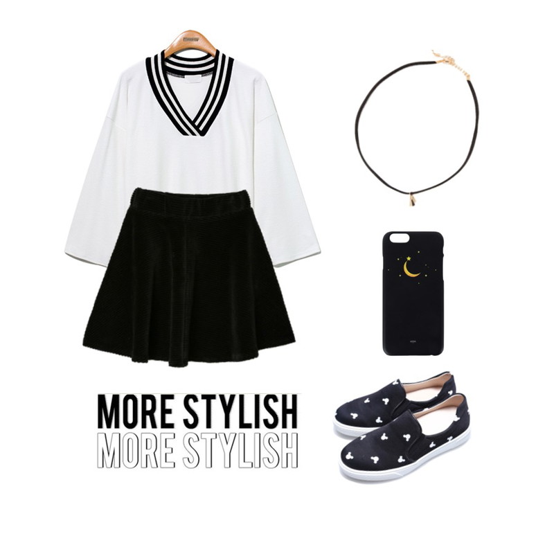 Reine Shadow Mikey Slip-On,Reine Columb Made Boxy Tee,DORA 벨루아에이SK등을 매치한 코디