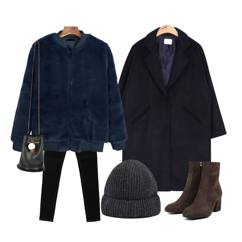 AIN 2-line suede ankle boots (2 colors),AIN raglan snap button coat (3 colors),DORA 더프데님P등을 매치한 코디