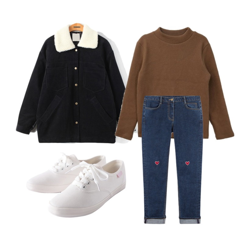 MIXXMIX MXM 15FWHeart Denim Pants11일이후 주문건 26일 입고 예정,Reine 렘즈 코듀로이 점퍼,DORA 티파니슬립T등을 매치한 코디