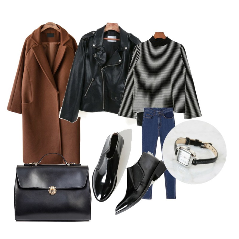common unique [OUTER] HIDDEN MINIMAL COAT,Zemma World 듀엣라이더 (jk),DORA 반하이넥단T등을 매치한 코디