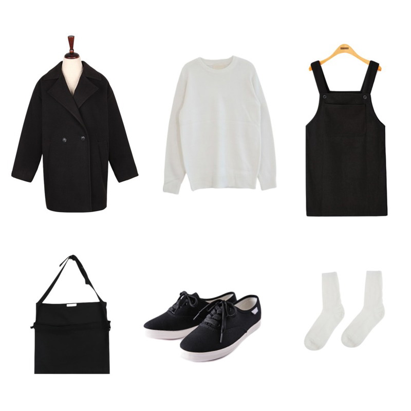 daily monday Casual big cross bag,Reine 바운드 베이직 스니커즈 ,Zemma World 심플골지-삭스등을 매치한 코디