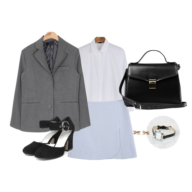 daily monday Soft loose-fit shirt,AIN standard three button jacket (3 colors),Zemma World 수줍은꽃잎 (sk)등을 매치한 코디