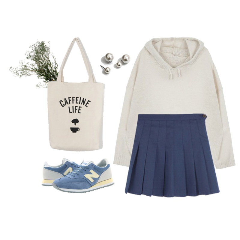 MIXXMIX SCRAP테니스 스커트 팬츠(S,M,L)6가지 컬러추가,Player 뉴발란스 CW620CD 블루 화이트 (NEW BALANCE 620 BLUE/WHITE),MIXXMIX 샤니 후드 니트등을 매치한 코디