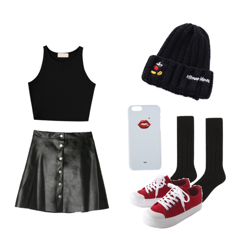 biznshoe Crop sleeveless (3color),daily monday Minimal wool socks등을 매치한 코디
