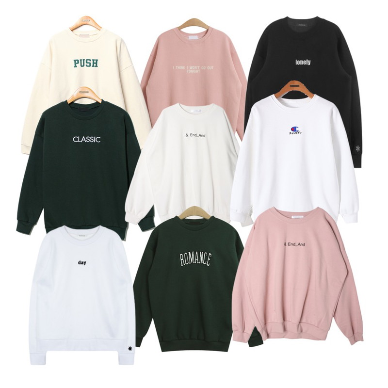 MIXXMIX HIDE AND SEEK웨더 스웨트 셔츠 (sorrow),Reine PUSH Printed Sweat Shirts,TODAY ME [mtm]투나잇 맨투맨등을 매치한 코디