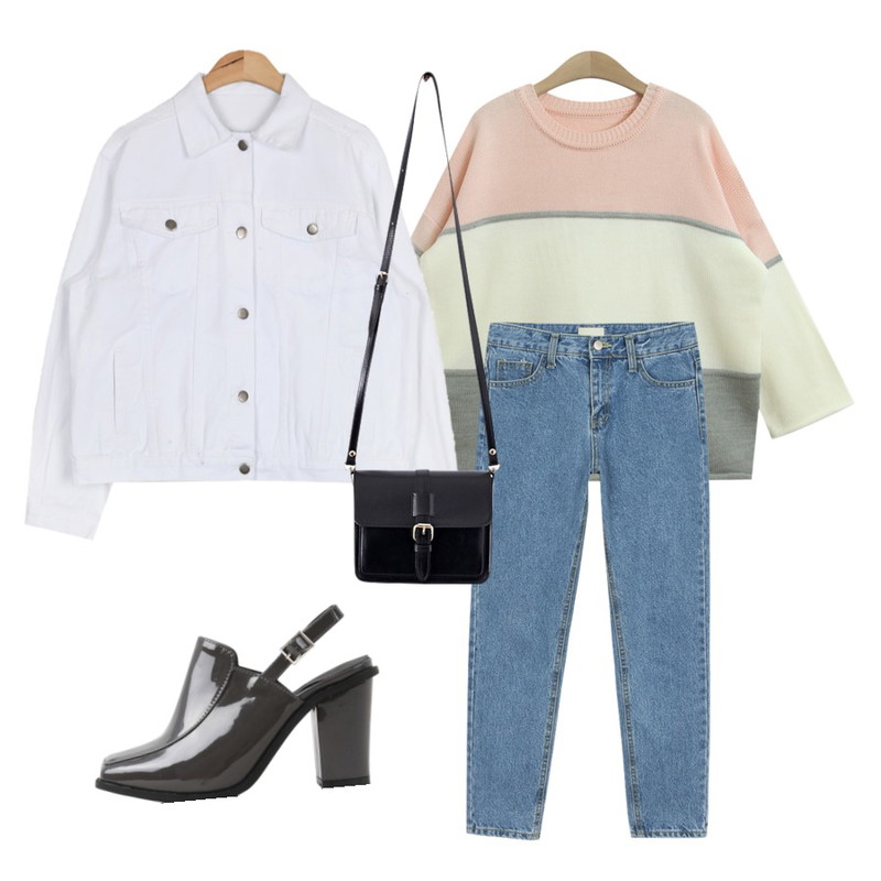 TODAY ME [knit]보나 단가라 니트,AIN daily standard cotton jacket (4 colors),daily monday Casual silm denim등을 매치한 코디