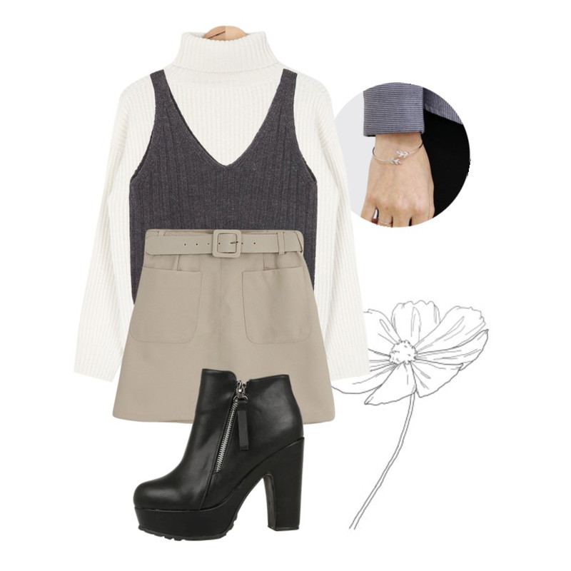 Untitled,AIN most golgi turtle-neck knit (3 colors),AIN 150 - bracelet (2 colors)등을 매치한 코디