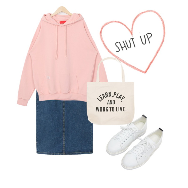 19,daily monday Vintage stitch skirt,From Beginning Daily loose-fit hood mtm_B (size : free)등을 매치한 코디