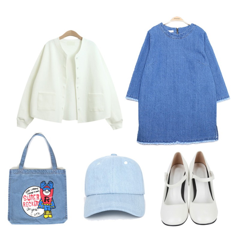 TODAY ME [cardigan]갤러리 가디건,IM3 denim 코쿤 ops,BULLANG GIRL 슈퍼레커스 에코백등을 매치한 코디