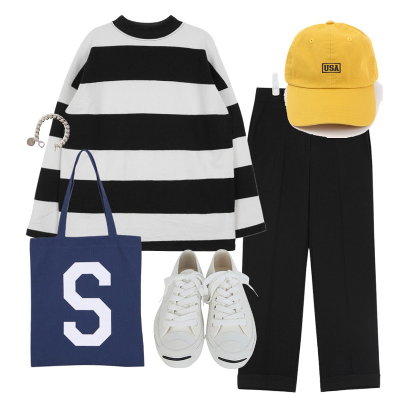 MIXXMIX Perspective,AIN flexible straigh slacks (3 colors),BANHALA USA HT등을 매치한 코디