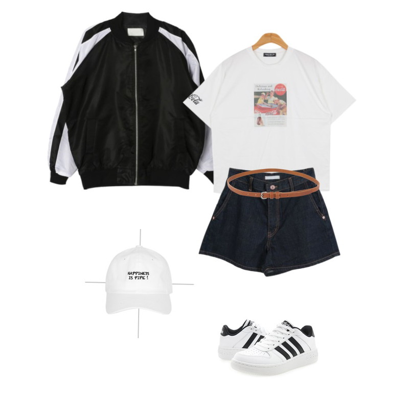 Quarter,DORA 심쿵스카잔JP,BULLANG GIRL 코카나염T등을 매치한 코디