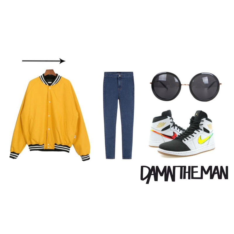 MIXXMIX 390 데님 팬츠,DORA 레자심플JP,Player 나이키 에어 조던 1 레트로 하이 누보 화이트 블랙 검 (AIR JORDAN 1 RETRO HIGH NOUV)등을 매치한 코디