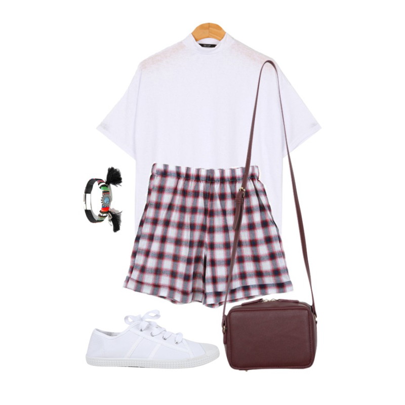 AIN walking daily sneakers (3 colors),Zemma World (GOOD-NIGHT) 네추럴체크,BULLANG GIRL 턴어라운드T12000원등을 매치한 코디