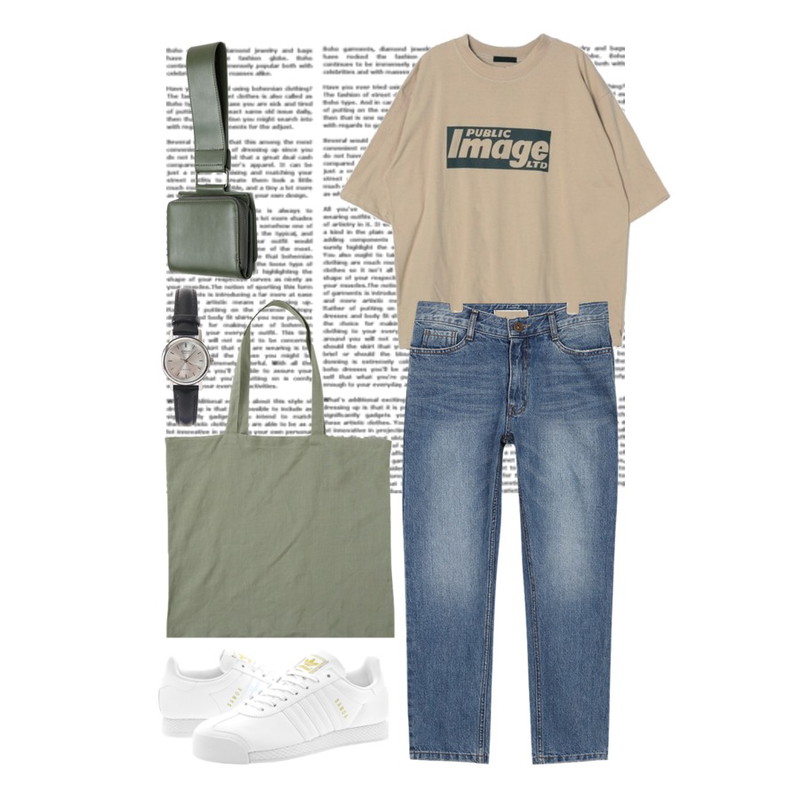 14,AIN rough washing straight denim pants (3 colors),DORA 이미지반팔T등을 매치한 코디
