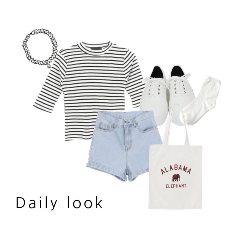 From Beginning Simple leather sneakers_H  (size : 230,235,240,245,250),MINIBBONG 실버볼-acc (SILVER ITEM),DORA 썸머스프라이트T등을 매치한 코디