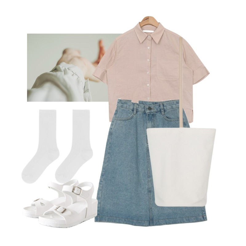MIXXMIX BEST모네 데일리 삭스,photo,AIN soft color jacket blouse (3 colors)등을 매치한 코디