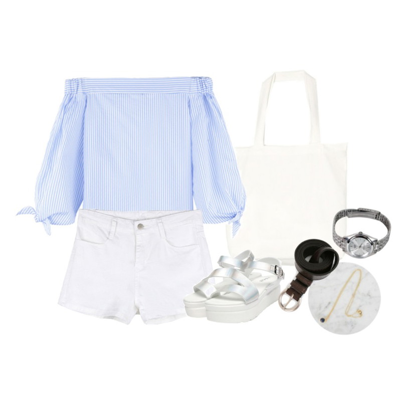 Zemma World Zem No.70 (necklace),DORA 파스텔빈슨에코백,BANHALA 자연미인 블라우스등을 매치한 코디