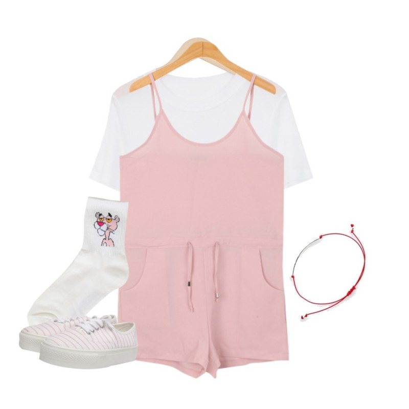 BULLANG GIRL 팬더칭구 양말,BULLANG GIRL 포밍점프수트<5%할인> 13000원,From Beginning Sheer tencel T_P (size : free)등을 매치한 코디