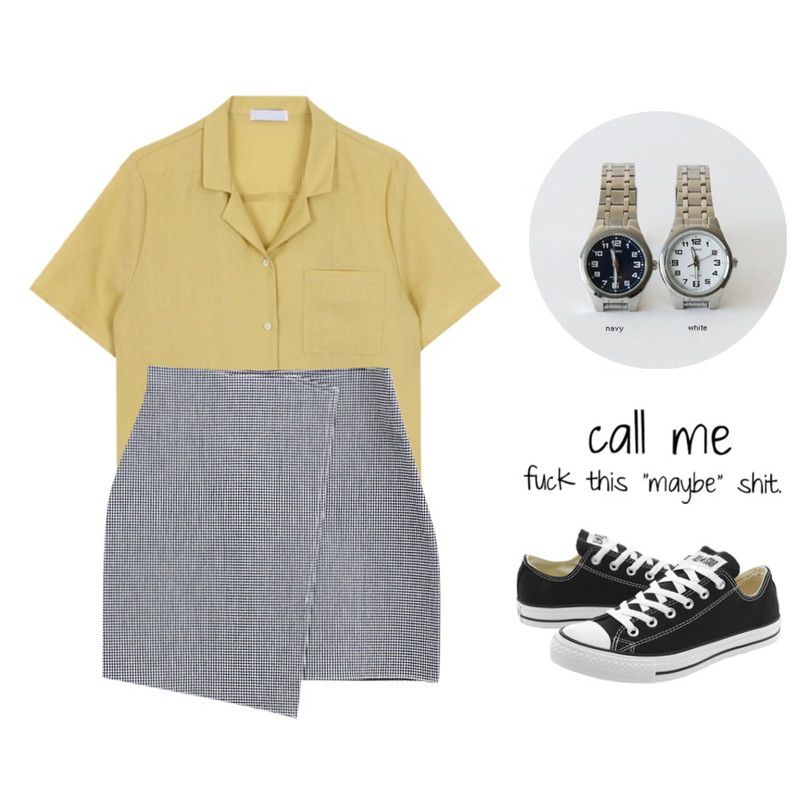 Player 컨버스 올스타 코어 OX 로우 블랙 (CONVERSE ALL STAR OX BLK),biznshoe Linen collar shirt (3color),SOMEDAYS 언발 체크sk(2color)등을 매치한 코디
