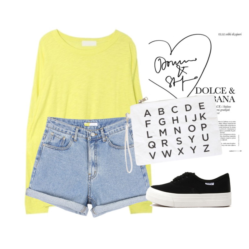 elle bg,DORA 여리여리슬라브T,biznshoe Roll cutting denim shorts (2color)등을 매치한 코디