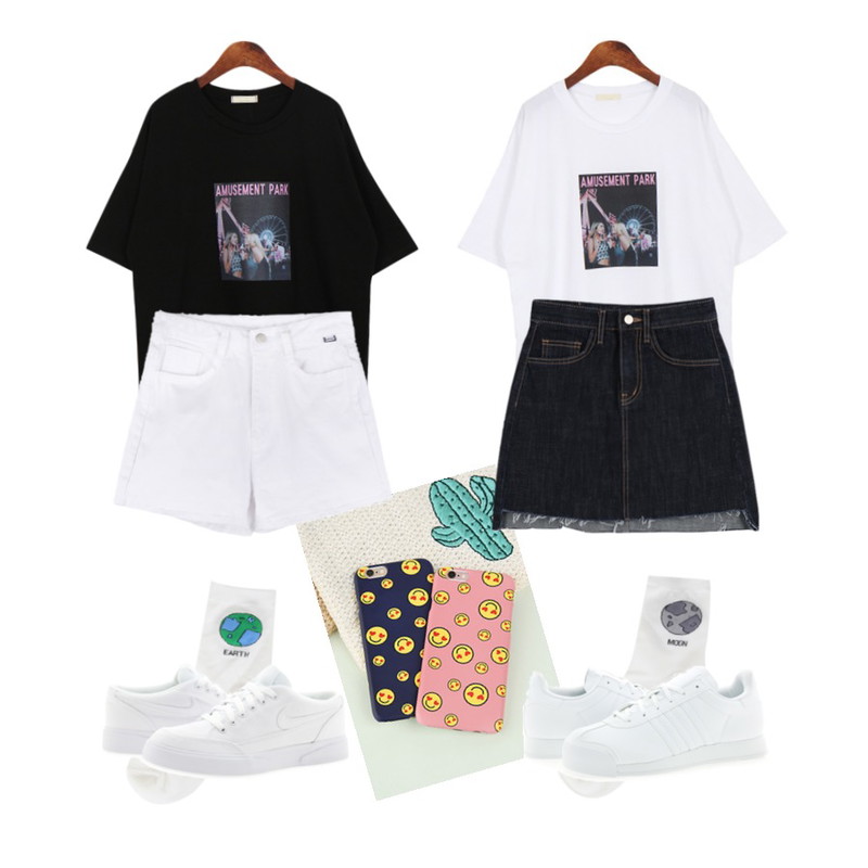 BULLANG GIRL 우주이야기 양말,BULLANG GIRL 우주이야기 양말,CHLO.D.MANON 폴링인러브 아이폰 case등을 매치한 코디