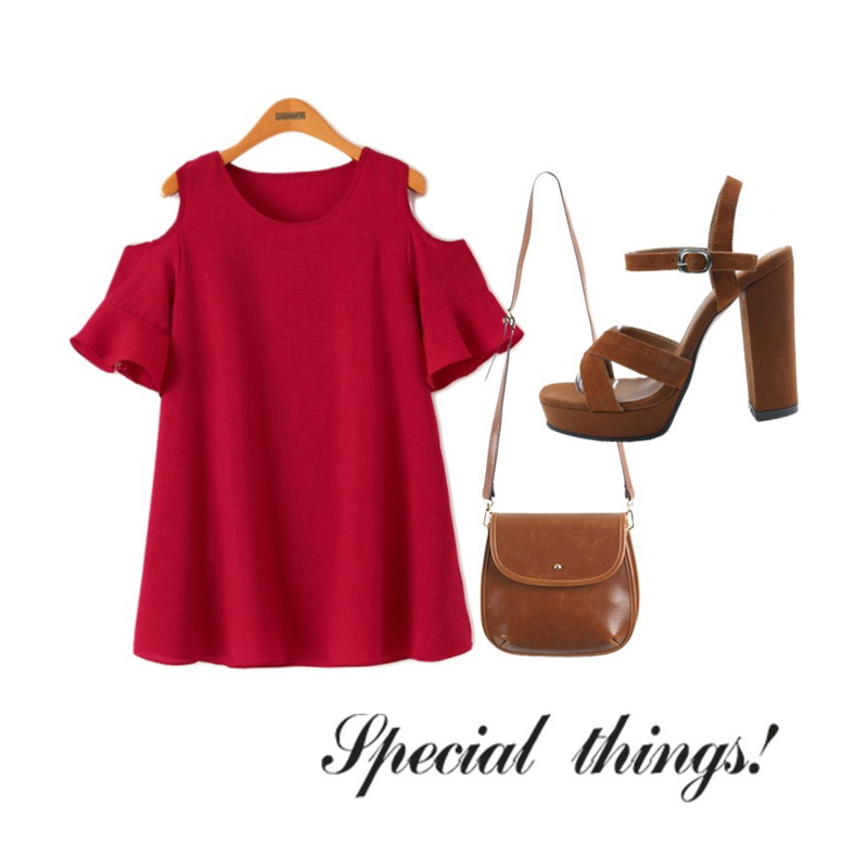 daily monday Suede cross heel,BANHALA 부루주아 백,Reine 체이스 플레어 원피스등을 매치한 코디
