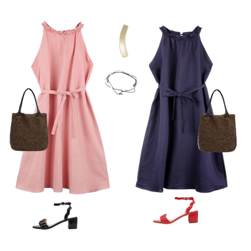 LOVELY SHOES 페르소 스트랩 샌들 (5cm) 32,900원 -> 19,900원,BANHALA 아가씨 원피스,BANHALA 아가씨 원피스등을 매치한 코디