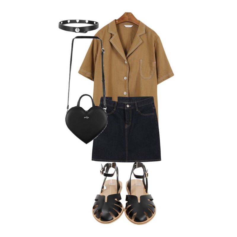 From Beginning Bloom punching sandal_K,MINIBBONG 스티치린넨-nb,MINIBBONG 데킬라-sk등을 매치한 코디