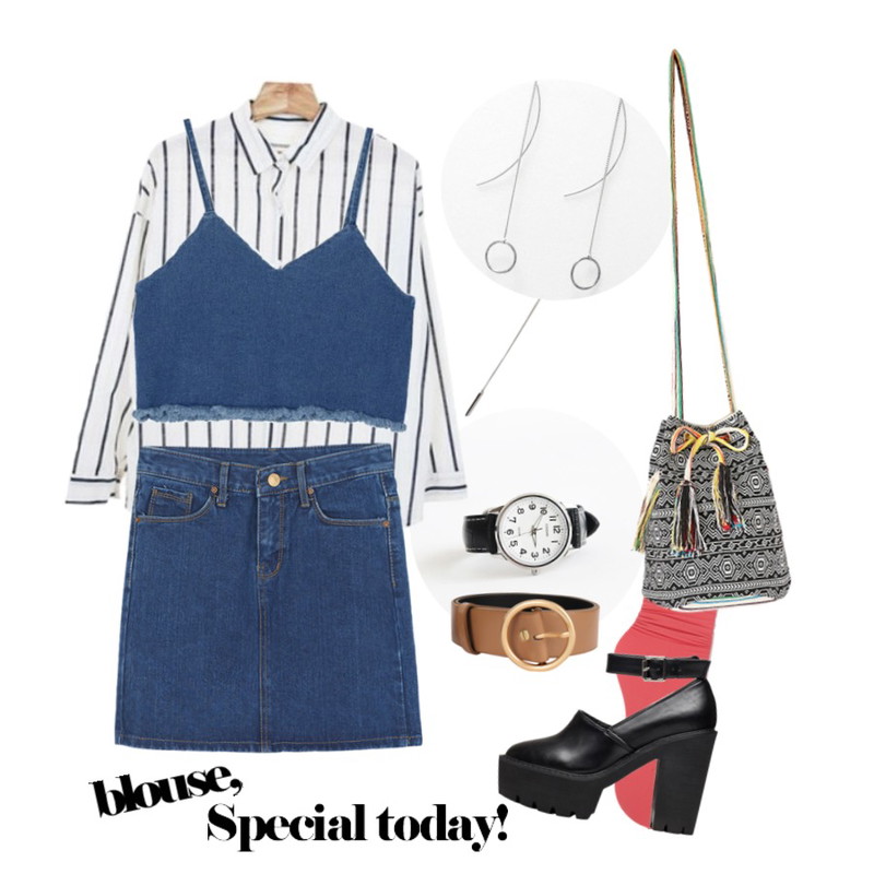 daily monday Casio white stitch watch,From Beginning Stick pendant necklace set_A  (size : one),MIXXMIX 씨앤립체인 링 귀걸이등을 매치한 코디