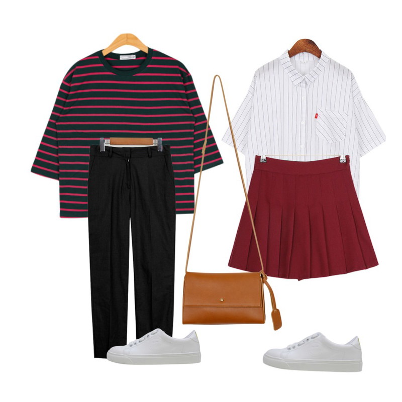 Dailyco [기획]챔프반팔남방-nb,From Beginning Walk slit linen slacks_B (size : S,M),BULLANG GIRL 비비단가라T<5%할인> 13000원등을 매치한 코디