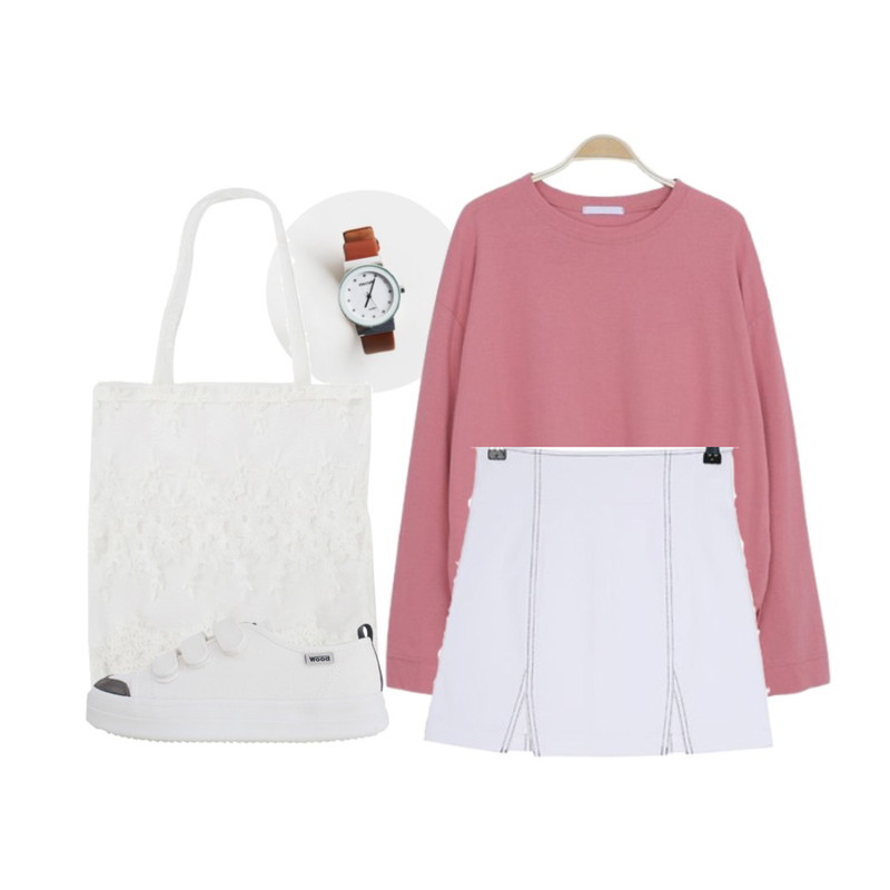 daily monday Glass frame leather watch,From Beginning See-through lace bag_Y (size : one) ,myblin 모스트 심플 맨투맨등을 매치한 코디