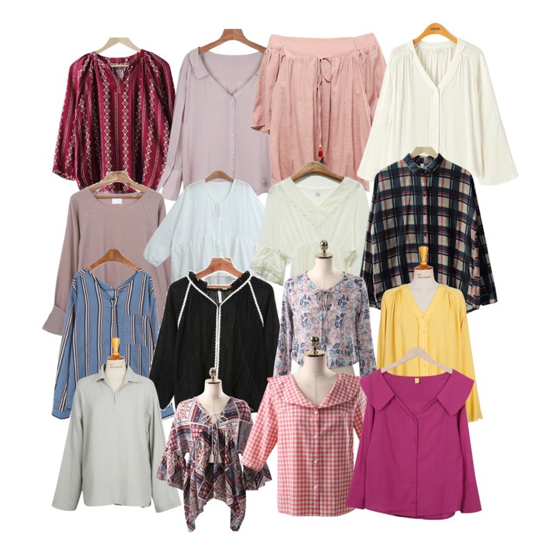 SOMEDAYS 테슬 오프숄더bl(2color),daily monday Drop collar blouse,CCUMI SISTER 오즈 에스닉 블라우스등을 매치한 코디