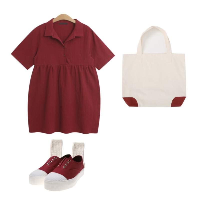 Reine 더베이직 트위스트 니트 삭스,TODAY ME 캐비 원피스등을 매치한 코디