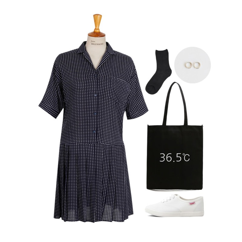 LOVELY SHOES 36.5 토트백,biznshoe Basic tennis sneakers (4color),From Beginning Miu dot pajama ops_P (size : free)등을 매치한 코디