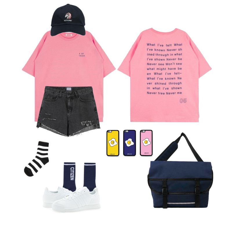 MIXXMIX ONLY MIX  Track printing t-shirt라스트오더 한정판매,MIXXMIX ONLY MIX  Track printing t-shirt라스트오더 한정판매,daily monday Unbal cut point short pants등을 매치한 코디