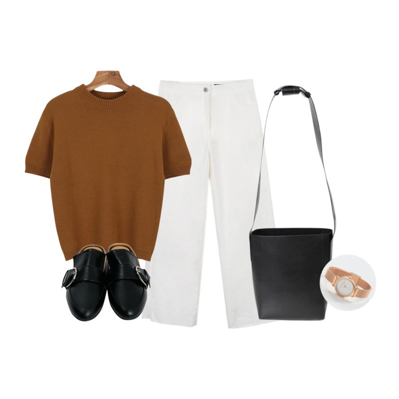 From Beginning Buckle cusion bloafer_M (size : 225,230,235,240,245,250)[블랙240,245 30일 입고예정,daily monday Cotton cozy pants,daily monday Easy half knit9/9 입고예정등을 매치한 코디