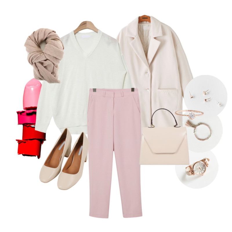lipstick,daily monday Mother of pearl watch6월 입고예정 ,daily monday Silver tassels yarn ring(silver 925)등을 매치한 코디