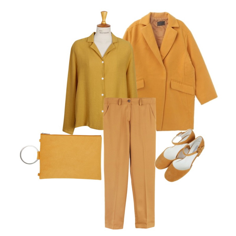 DORA 디얼코트,From Beginning Mood collar blouse_P (size : free),BANHALA 작살핏 슬랙스등을 매치한 코디