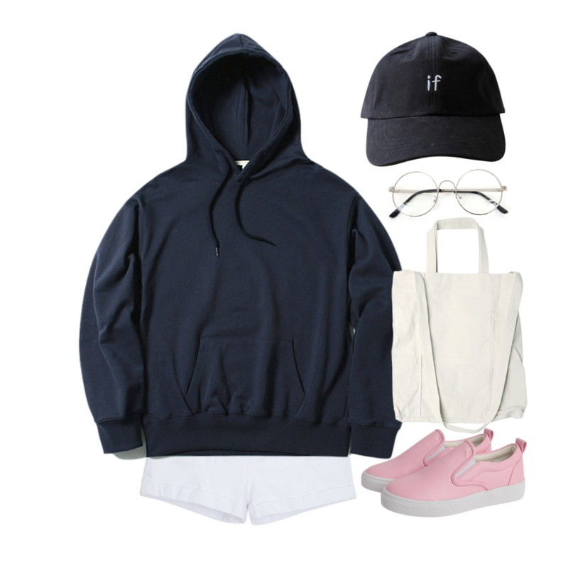 Zemma World 둥글게 (glasses) ,myblin 코튼 롤업 숏 팬츠,Dailyco [adle]basic hood-hd(커플후드티)등을 매치한 코디